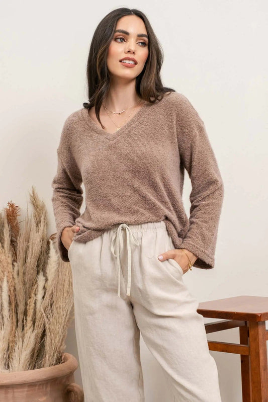 V Neck Long Sleeve Top