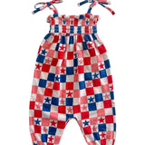 Red, White, Blue & Pink Checkerboard Jumpsuit
